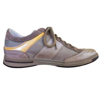 Sneakers Uomo Ragazzo NeroGiardini 07661 Vera Pelle Beige Tortora Vernice Gialla - 40 EU