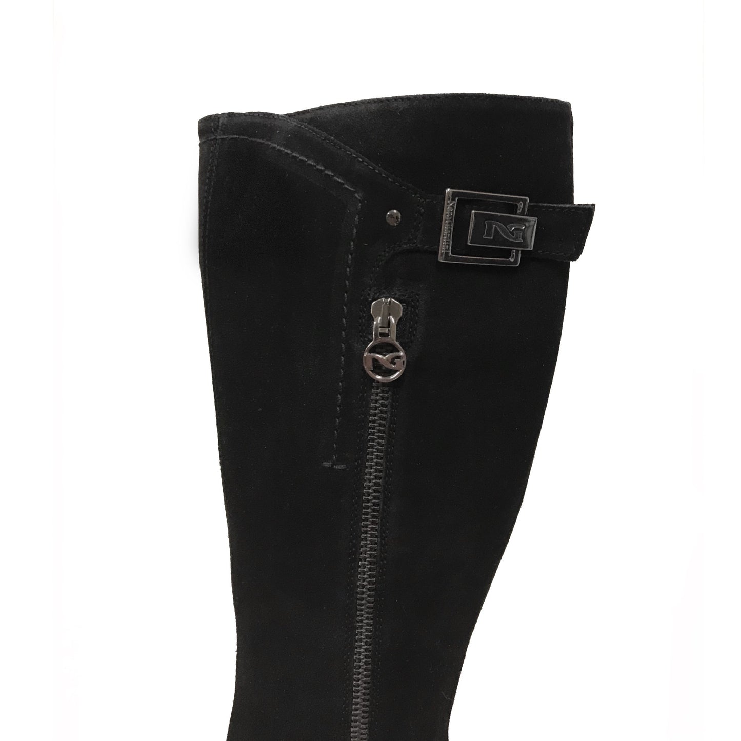 Stivali bassi Donna NeroGiardini A005102D Vera Pelle Scamosciata, Fondo gomma, Cerniera Zip - Colore Nero