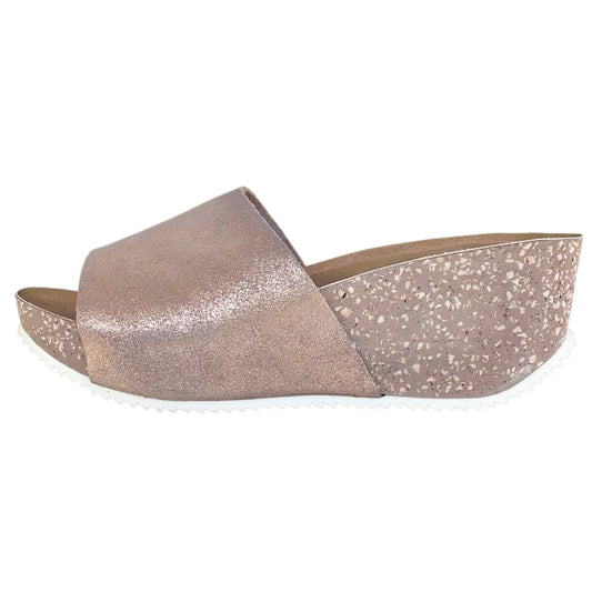 Ciabatte con zeppa Donna PREGUNTA 9957 Fascia in Vera Pelle Cipria laminata