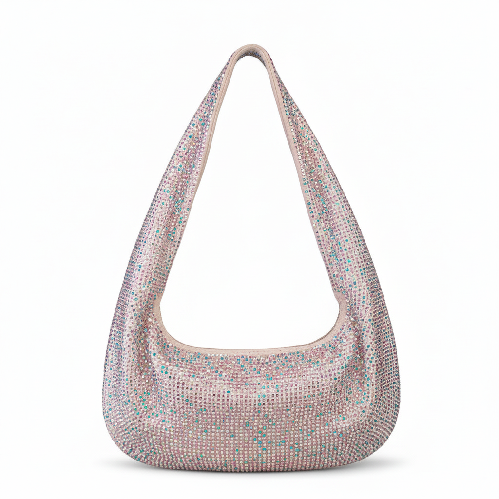 Borsetta beige con brillantini strass colorati Phil Firenze