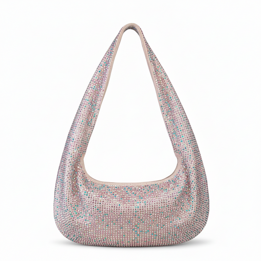 Borsetta beige con brillantini strass colorati Phil Firenze
