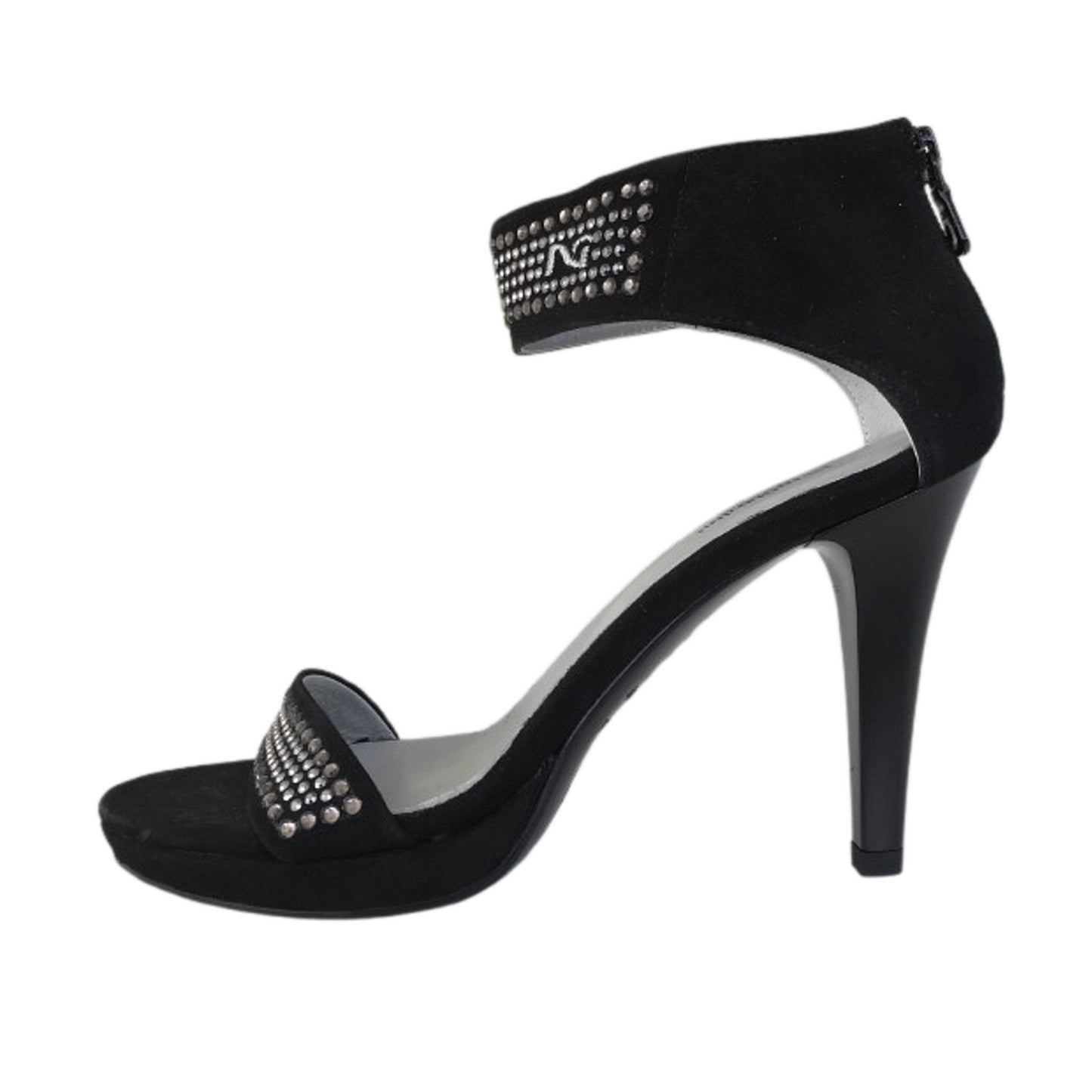 Sandali Donna NeroGiardini P207571DE Vera Pelle Scamosciata Nero con strass