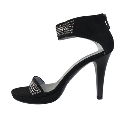 Sandali Donna NeroGiardini P207571DE Vera Pelle Scamosciata Nero con strass