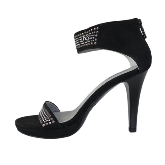 Sandali Donna NeroGiardini P207571DE Vera Pelle Scamosciata Nero con strass