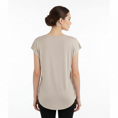 T-Shirt Donna NeroGiardini P561910D Maglina e Pizzo Beige
