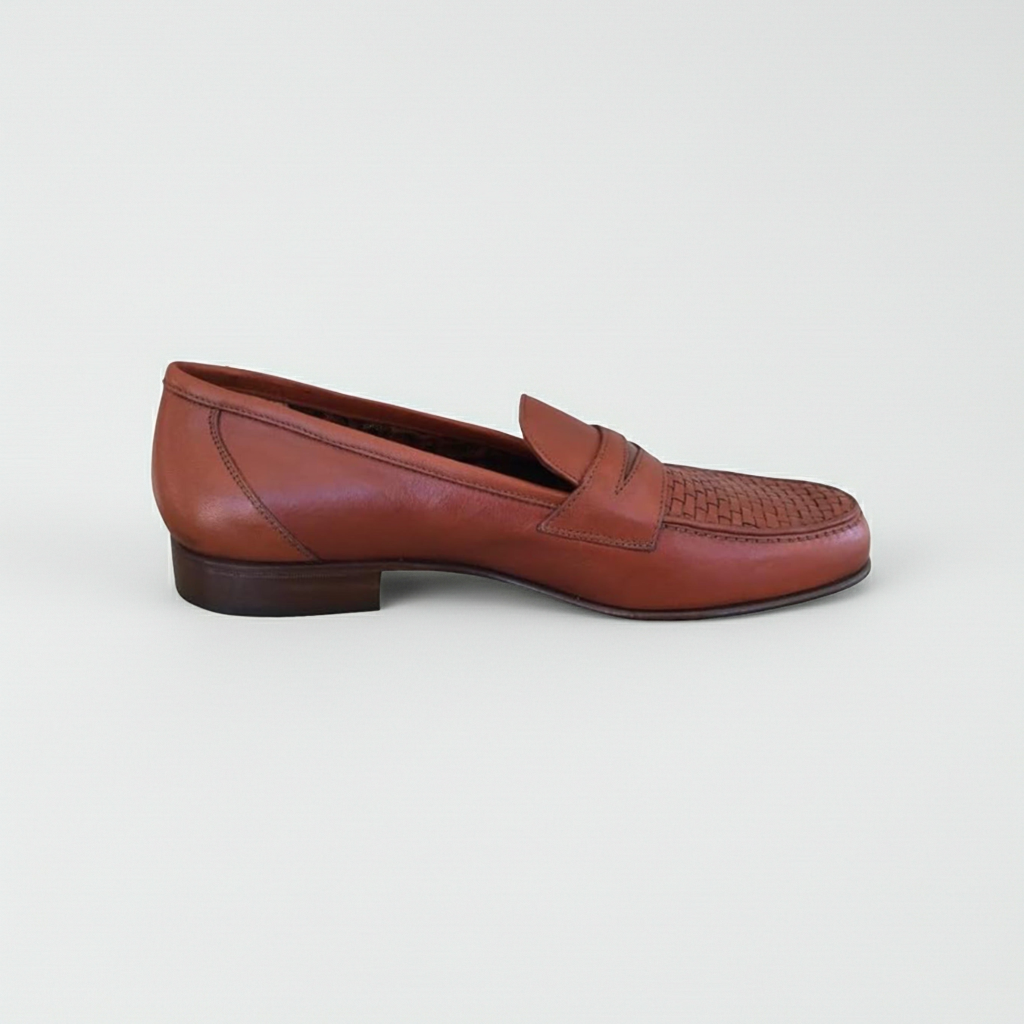 Mocassini Uomo Enzo del Lago Vera Pelle Nappa Marrone Fondo Cuoio - 45 EU