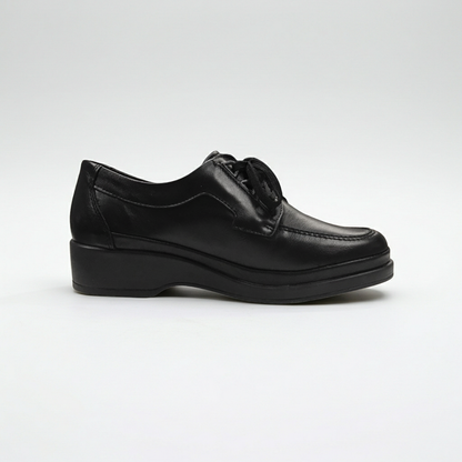 Scarpe Classiche con lacci Donna, Florance, 10110, zeppa bassa, Vera pelle, Nero, 36 EU