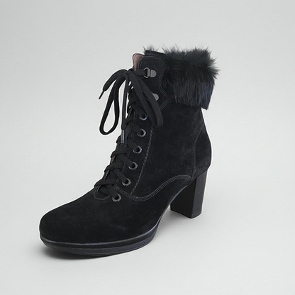 Stivaletti Neri Donna NeroGiardini A207801D, Plateau, Vera Pelle Camoscio, Pelliccia Nera, Inverno - 37 EU