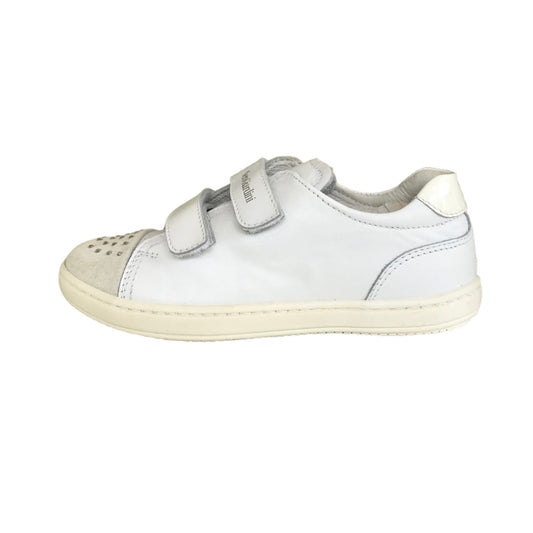 Scarpe Bambina con strap NeroGiardini P327011F Bianco Vera Pelle Brillantini