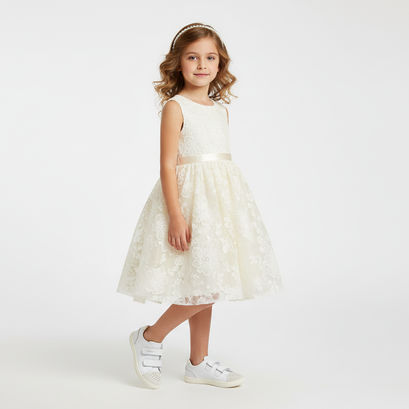 Scarpe Bambina, Chiusura a strappo, NeroGiardini, P327011F Bianco, Vera Pelle, Strass, 27 EU