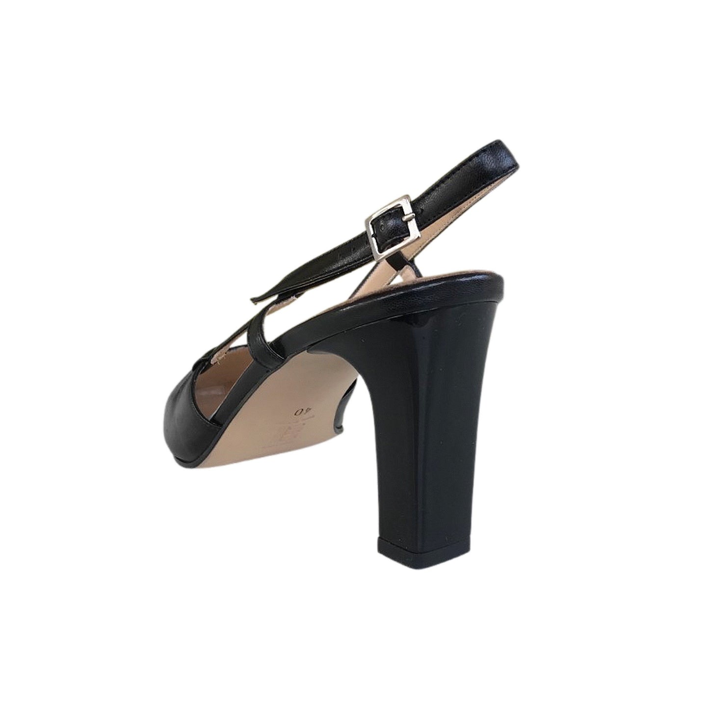 Décolleté Slingback con cinturino MERIANNA  1056 in Vera Pelle Nero