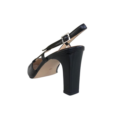 Décolleté Slingback con cinturino MERIANNA  1056 in Vera Pelle Nero
