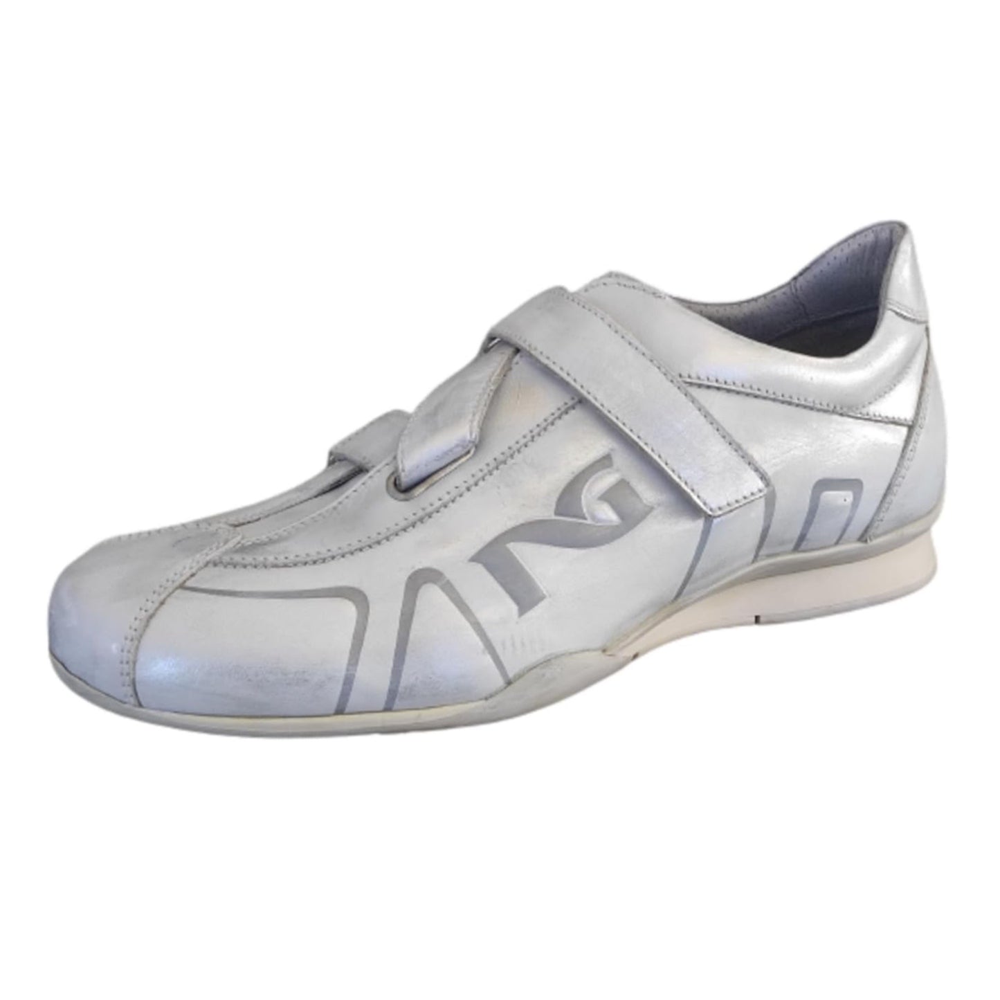 Sneakers con Strappo Uomo NeroGiardini 07647 Vera Pelle Argento - 40 EU