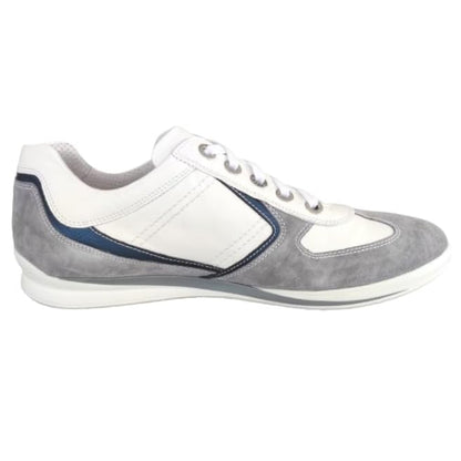 Sneakers Uomo NeroGiardini P201151U Vera Pelle Bianco Grigio con riporti Blu - 44 EU