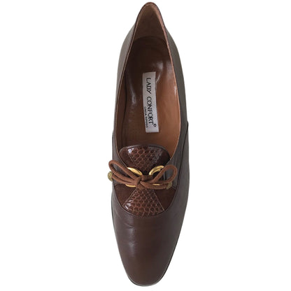 Scarpe donna LADY CONFORT 1429, tacco 4.5 cm, con lacci, Marrone
