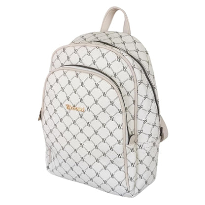 Generico Zainetto donna ecopelle bianco panna e beige con doppia zip fronte e una zip antifurto retro zaino per scuola università lavoro ufficio viaggio YouYoungCoveri