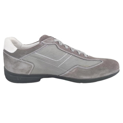 Sneakers Stringate Basse Uomo P704780U Vera Pelle Scamosciata Tessuto Gysel Grigio Fumo - 43 EU