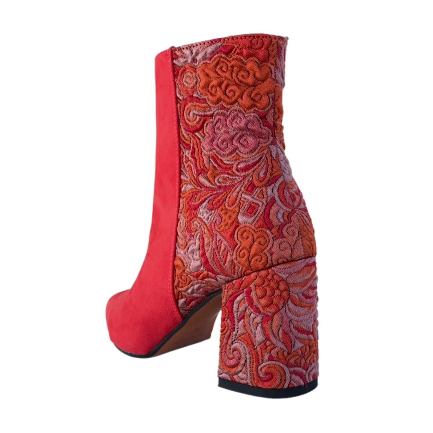 Stivaletto Rosso Donna Pregunta 9802 Vera Pelle scamosciata Tacco a blocco