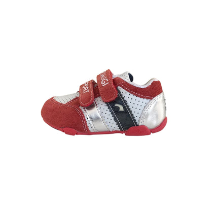 Scarpe Bambino Primigi 83841 Nappa Rosso Bianco e Argento chiusura strappo