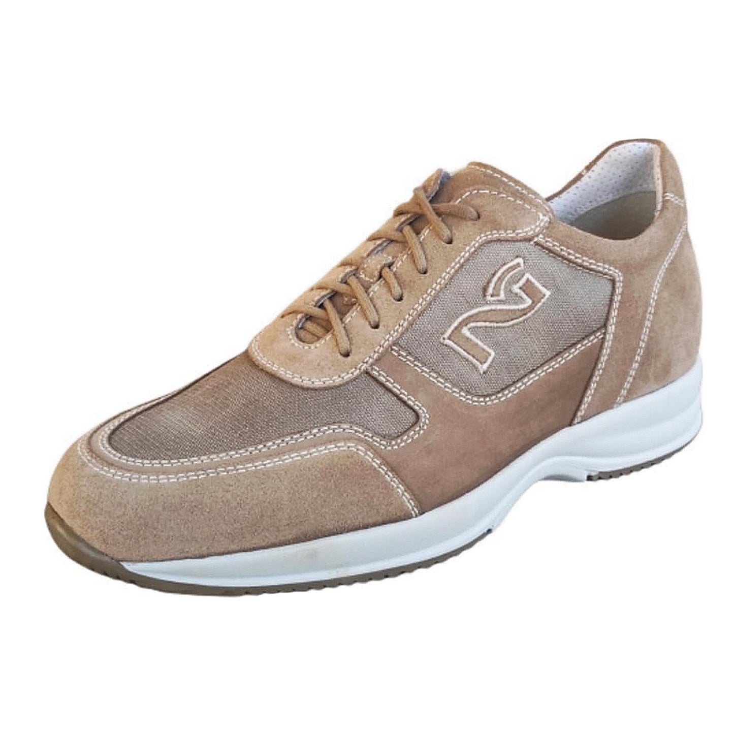 Sneakers Uomo NeroGiardini P201080U Vera Pelle Scamosciata Nabuk Beige Castoro e Sabbia - 41 EU