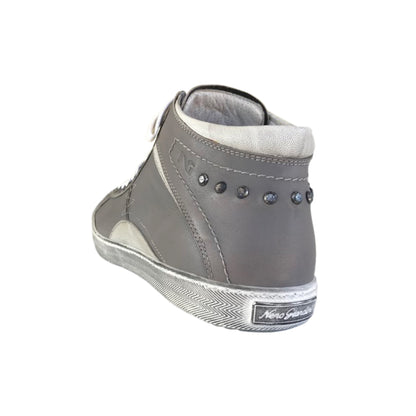 Sneaker Uomo P402462U Vera Pelle Grigio Cenere con Borchie