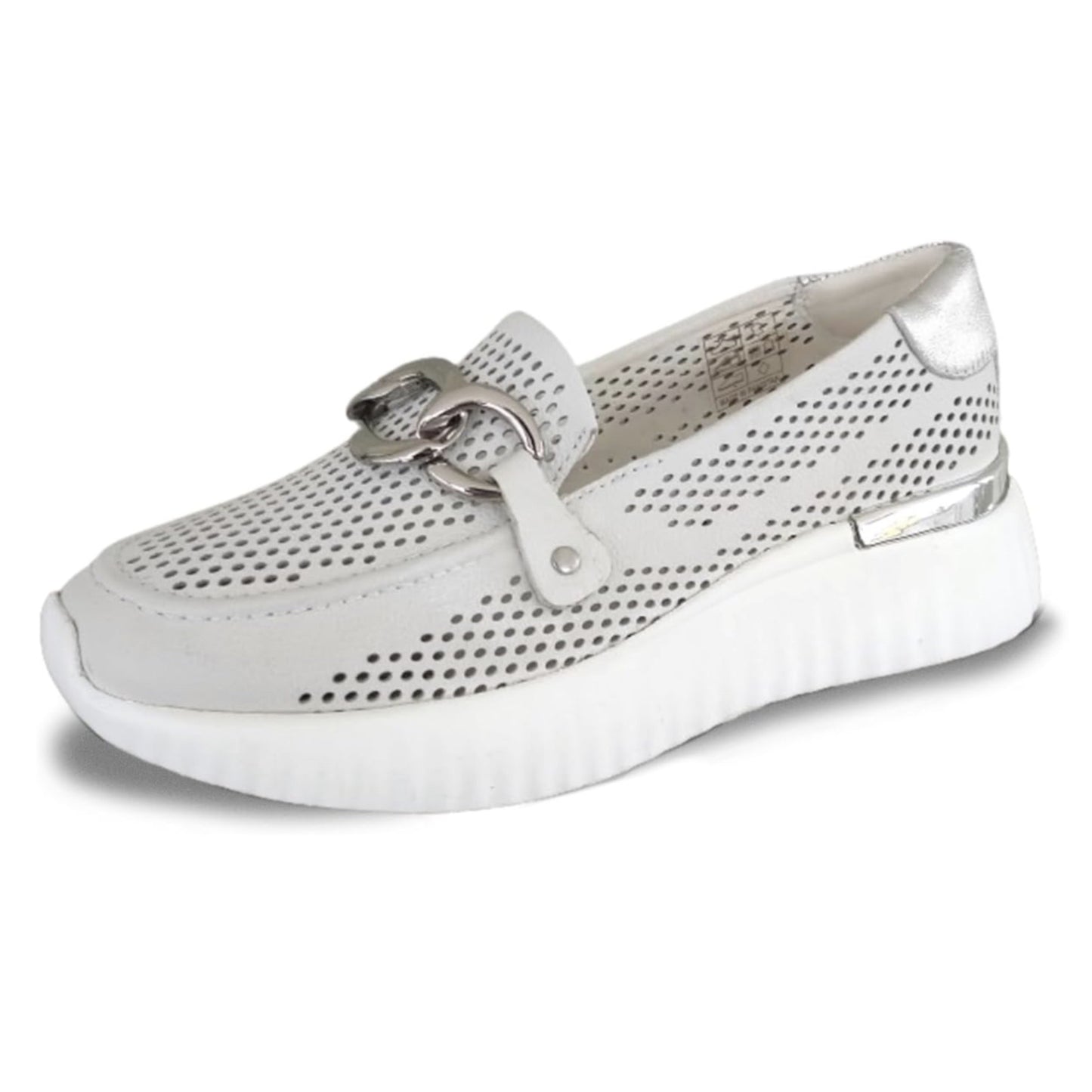 Mocassini Donna Cinzia Soft 16555 Vera Pelle Bianco Ghiaccio