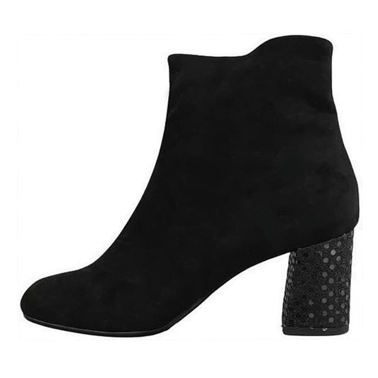 Stivaletti Neri Donna Cinzia Soft, Tacco a blocco 6 cm, Vera Pelle Scamosciata, Cerniera Laterale - Numero 41