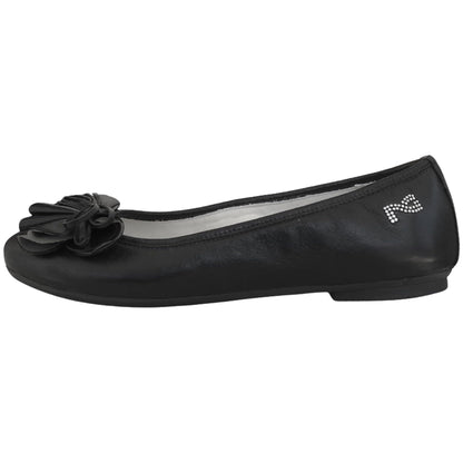 NeroGiardini Ballerine Donna P308421D in Vera Pelle Nero con Fiore Decorativo, 38 EU