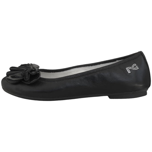 NeroGiardini Ballerine Donna P308421D in Vera Pelle Nero con Fiore Decorativo, 38 EU