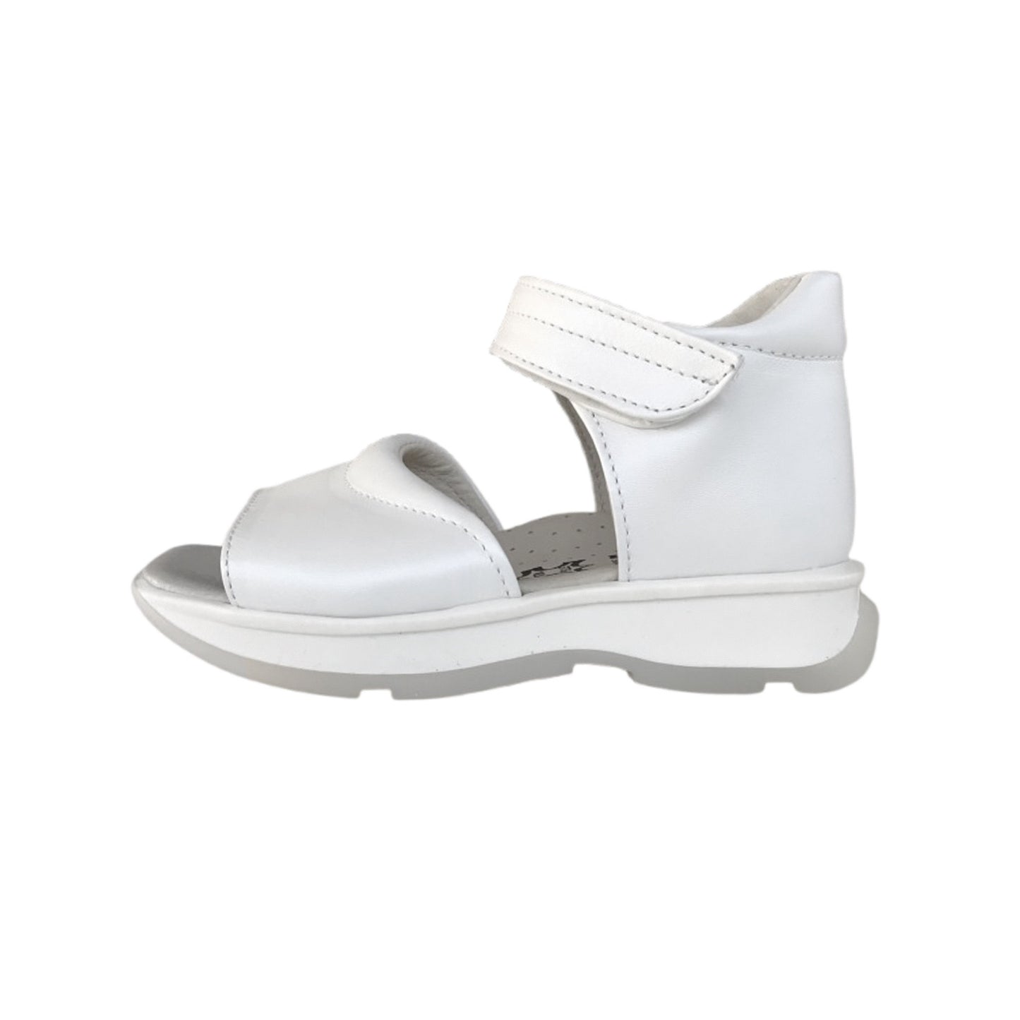 Sandali da Bambina Safari Kid’s in Vera Pelle, Bianco Perlato, Suola in Gomma Antiscivolo, Chiusura a Strappo, 24 EU