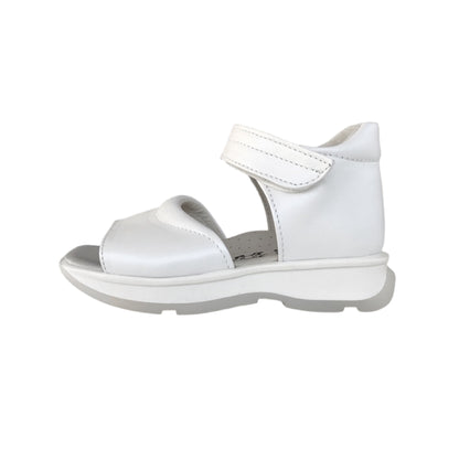 Sandali da Bambina Safari Kid’s in Vera Pelle, Bianco Perlato, Suola in Gomma Antiscivolo, Chiusura a Strappo, 24 EU