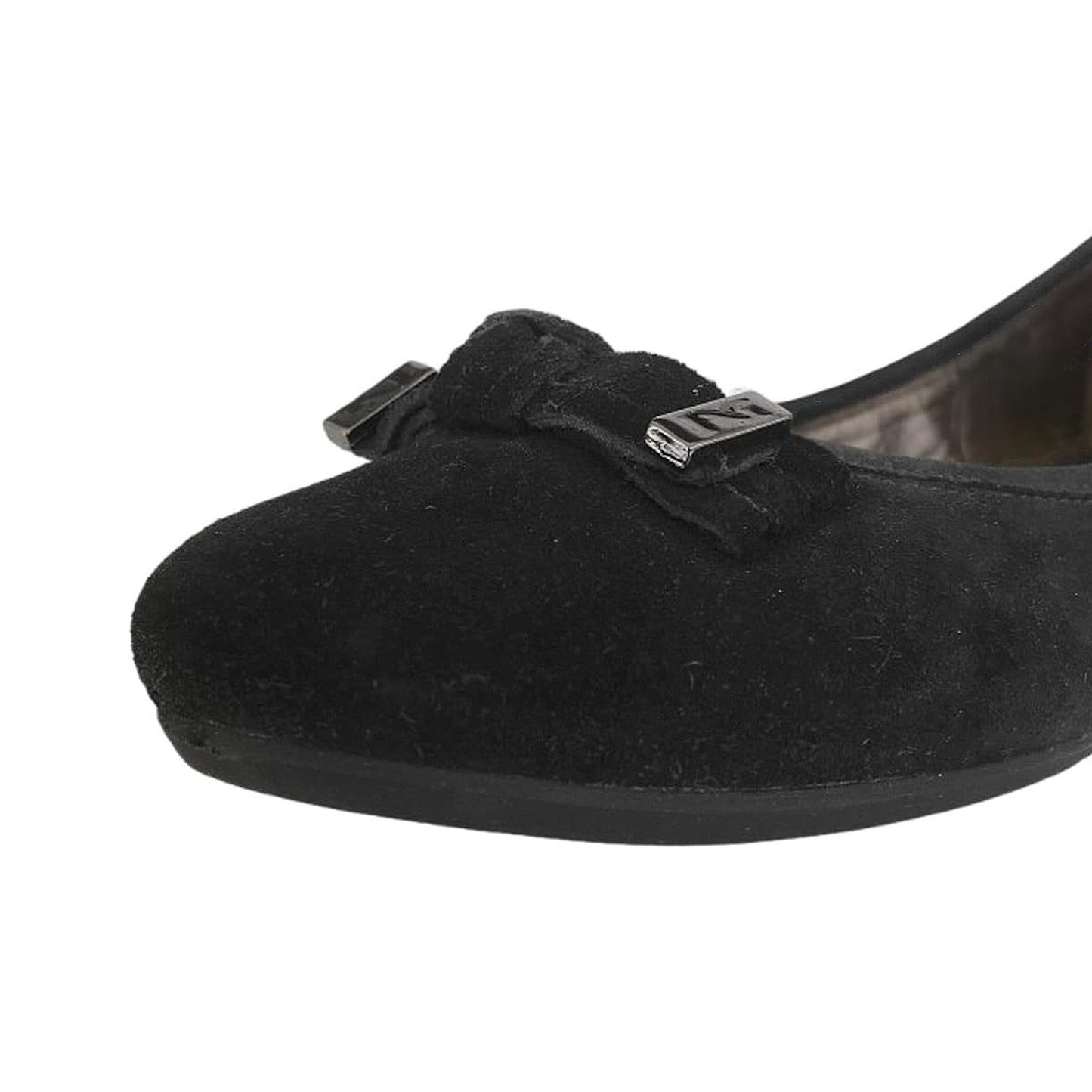 NeroGiardini Ballerine A005065D in Vera Pelle Scamosciata, Nero con Fiocco