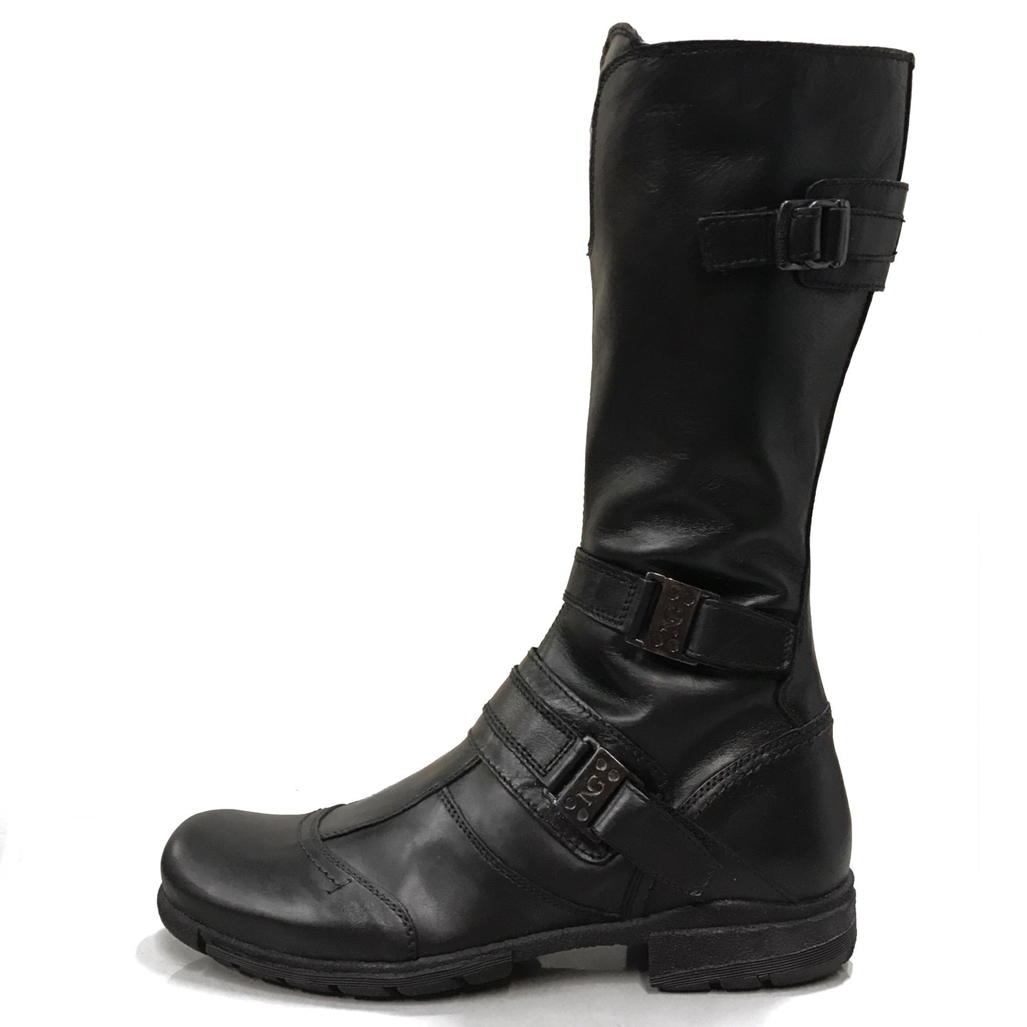 Stivali Bikers Donna NeroGiardini 00171 in Vera Pelle, Altezza a mezza gamba, Cerniera Zip e Tripla Fibbia - Colore Nero