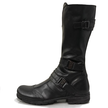 Stivali Bikers Donna NeroGiardini 00171 in Vera Pelle, Altezza a mezza gamba, Cerniera Zip e Tripla Fibbia - Colore Nero