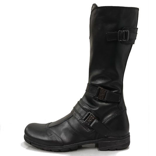Stivali Bikers Donna NeroGiardini 00171 in Vera Pelle, Altezza a mezza gamba, Cerniera Zip e Tripla Fibbia - Colore Nero