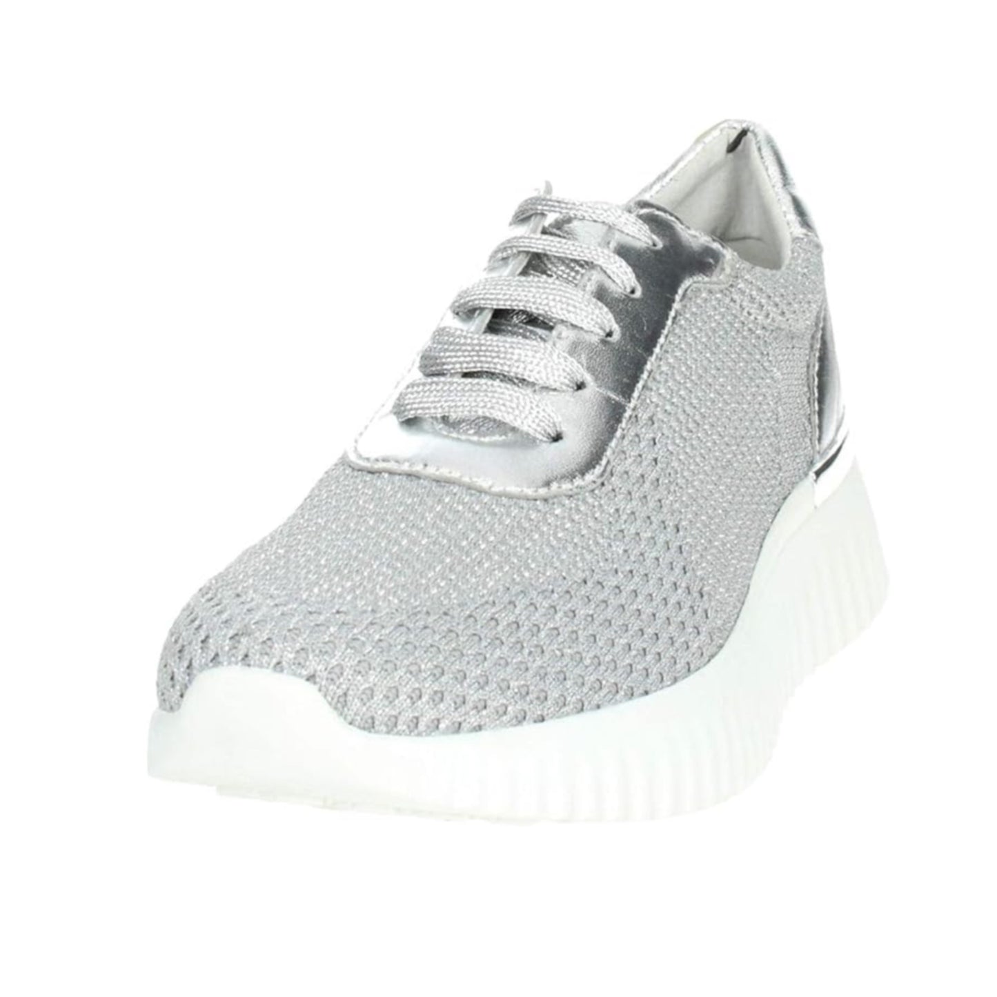 Cinzia Soft Sneakers Donna Grigio Argento Tessuto Platform Bianco Iv16553