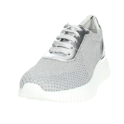 Cinzia Soft Sneakers Donna Grigio Argento Tessuto Platform Bianco Iv16553