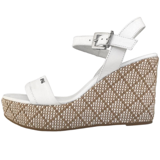 Sandali Donna NeroGiardini P410720D Zeppa Alta, Vera Pelle, Bianco