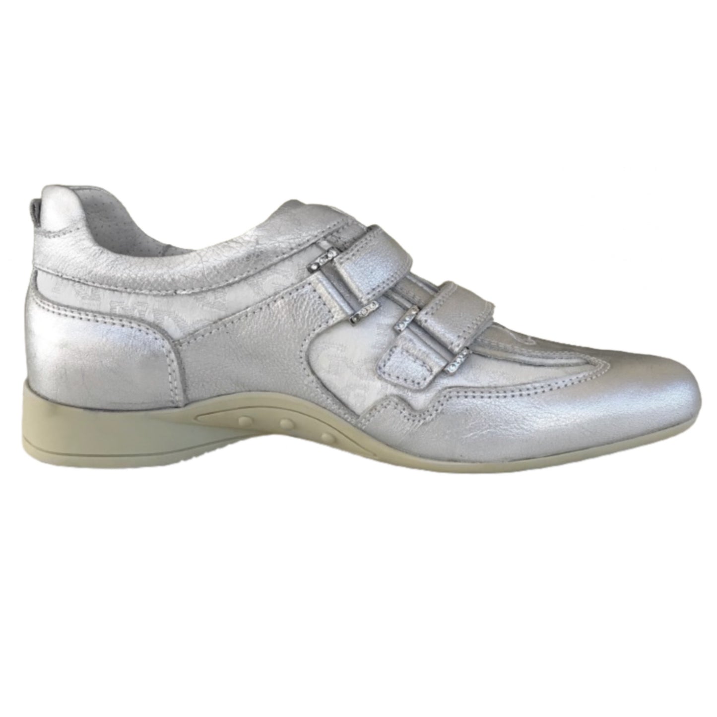 Sneakers con strap NeroGiardini 00286 VeraPelle Monogram Argento