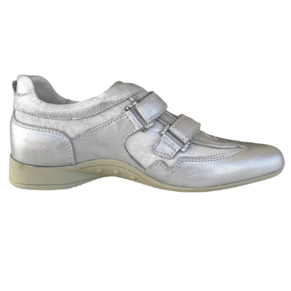 Sneakers con strap NeroGiardini 00286 VeraPelle Monogram Argento