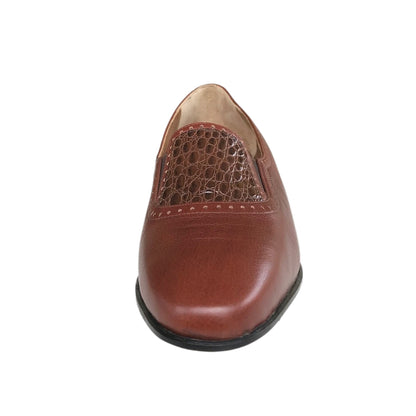 Scarpe donna Lady Confort 015, Vera Pelle, Marrone Cuoio, con Elastici Laterali