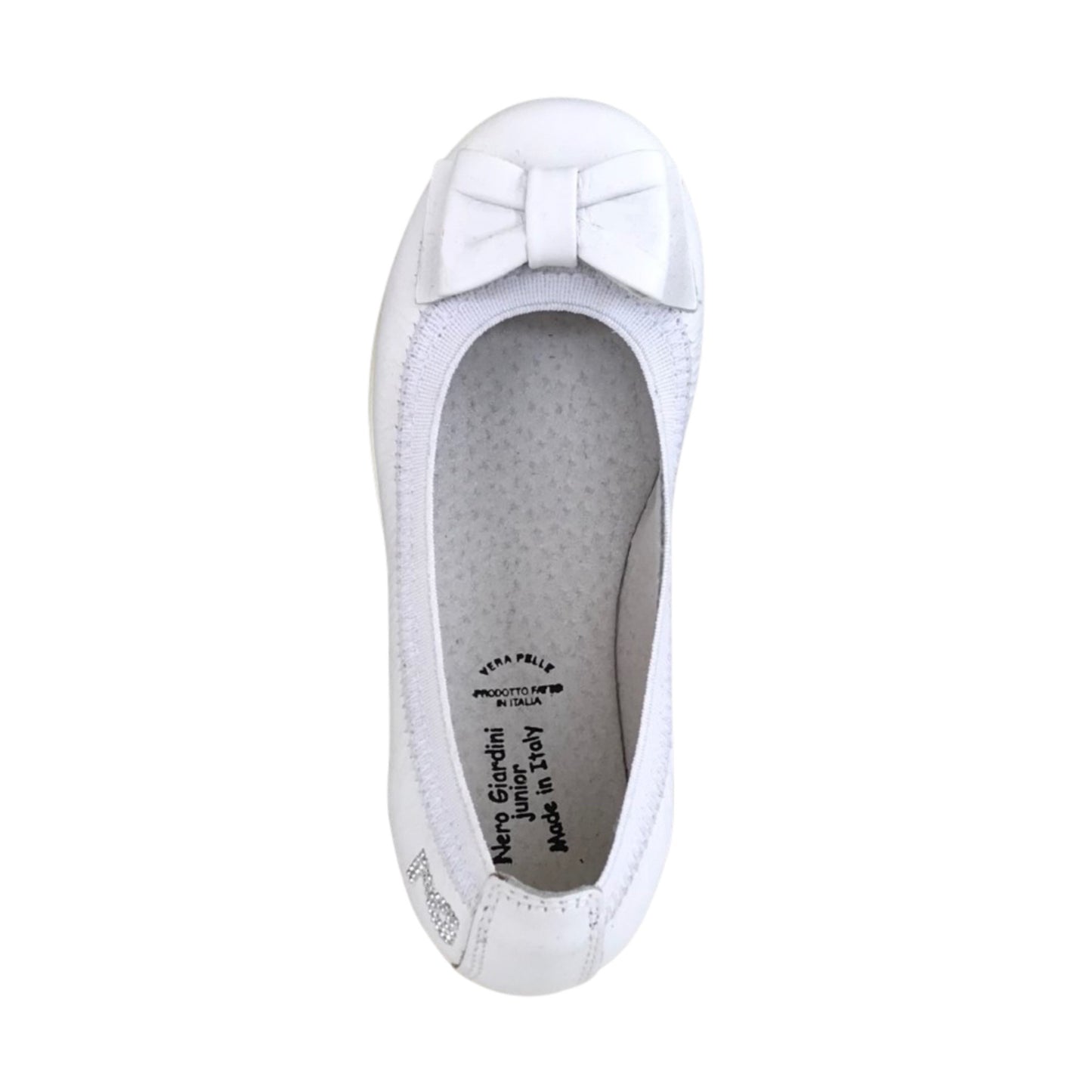 Ballerine con fiocco NeroGiardini P631224F Bianco Vera Pelle