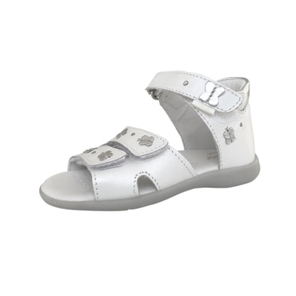 Sandali Bambina Primigi in Vera Pelle Bianco con Decorazioni Farfalle, Chiusura a Strappo