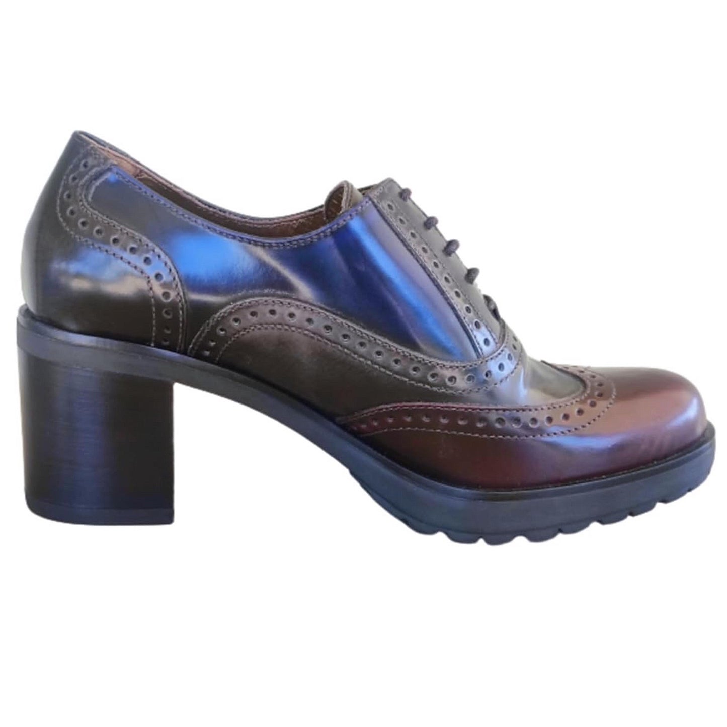 Scarpe Francesine Donna NeroGiardini A616491D Tacco a blocco e plateau, Vera Pelle Abrasivato, Bordeaux, Antracite, Blu - Numero 37 (EU)