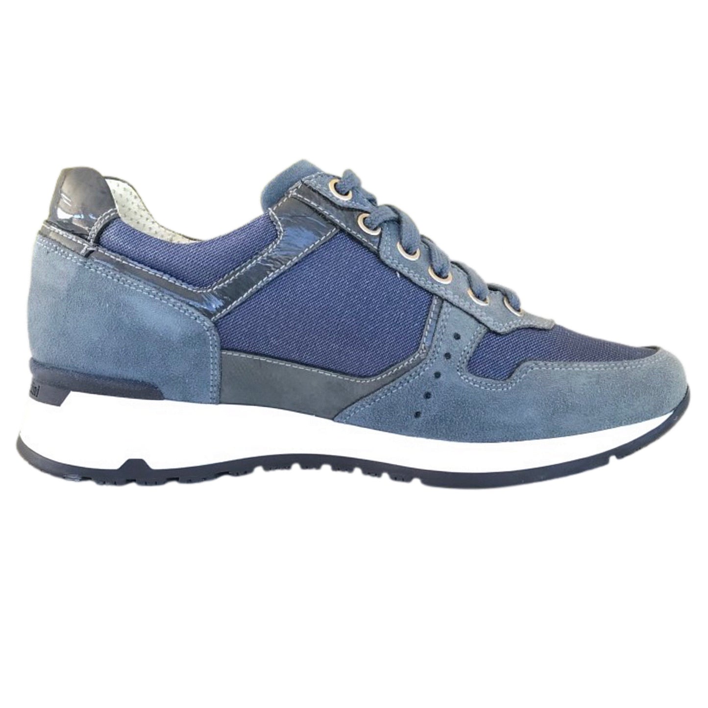 Sneakers Donna NeroGiardini P308390D Vera Pelle e Tessuto Denim Blu Avio