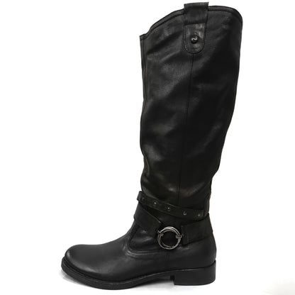 Stivali Cavallerizza Donna NeroGiardini A207991D Vera pelle, Tacco basso, Cerniera Zip, Borchie - Colore Nero