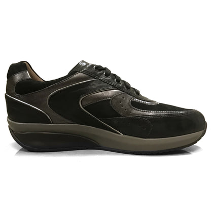 Sneakers Uomo NeroGiardini A201400U Vera Pelle e Pelle scamosciata Nero con riporti Argento