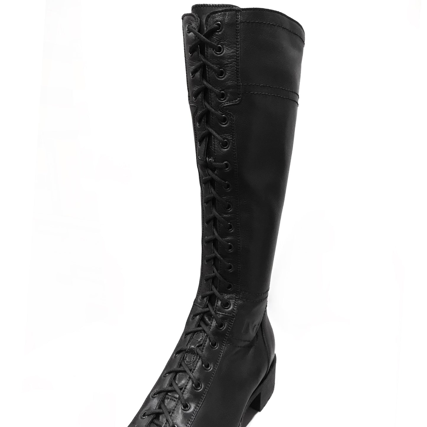 Stivali Anfibi Donna NeroGiardini A308541D Vera Pelle, Cerniera Zip, Lacci, Nero - Numero 38