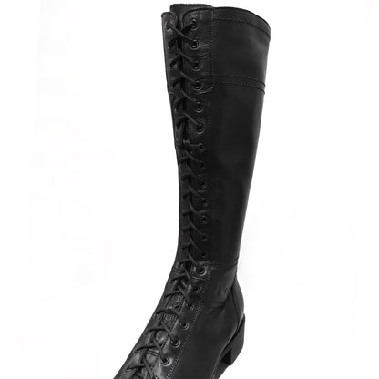 Stivali Anfibi Donna NeroGiardini A308541D Vera Pelle, Cerniera Zip, Lacci, Nero - Numero 38