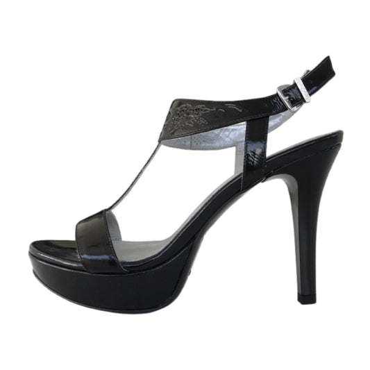 Sandali Donna NeroGiardini P309021DE Tacco Alto con Plateau Vernice Nero